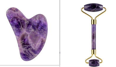 Amethyst Roller Set Heart Shaped Gua Sha Massager